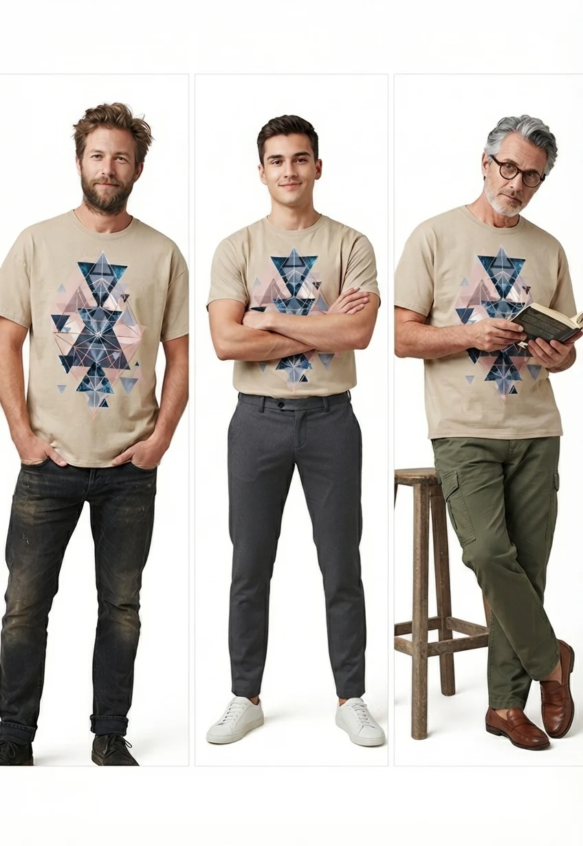 Graphic Drop Shoulder Oversized Tee – Geometry Random Triangles
